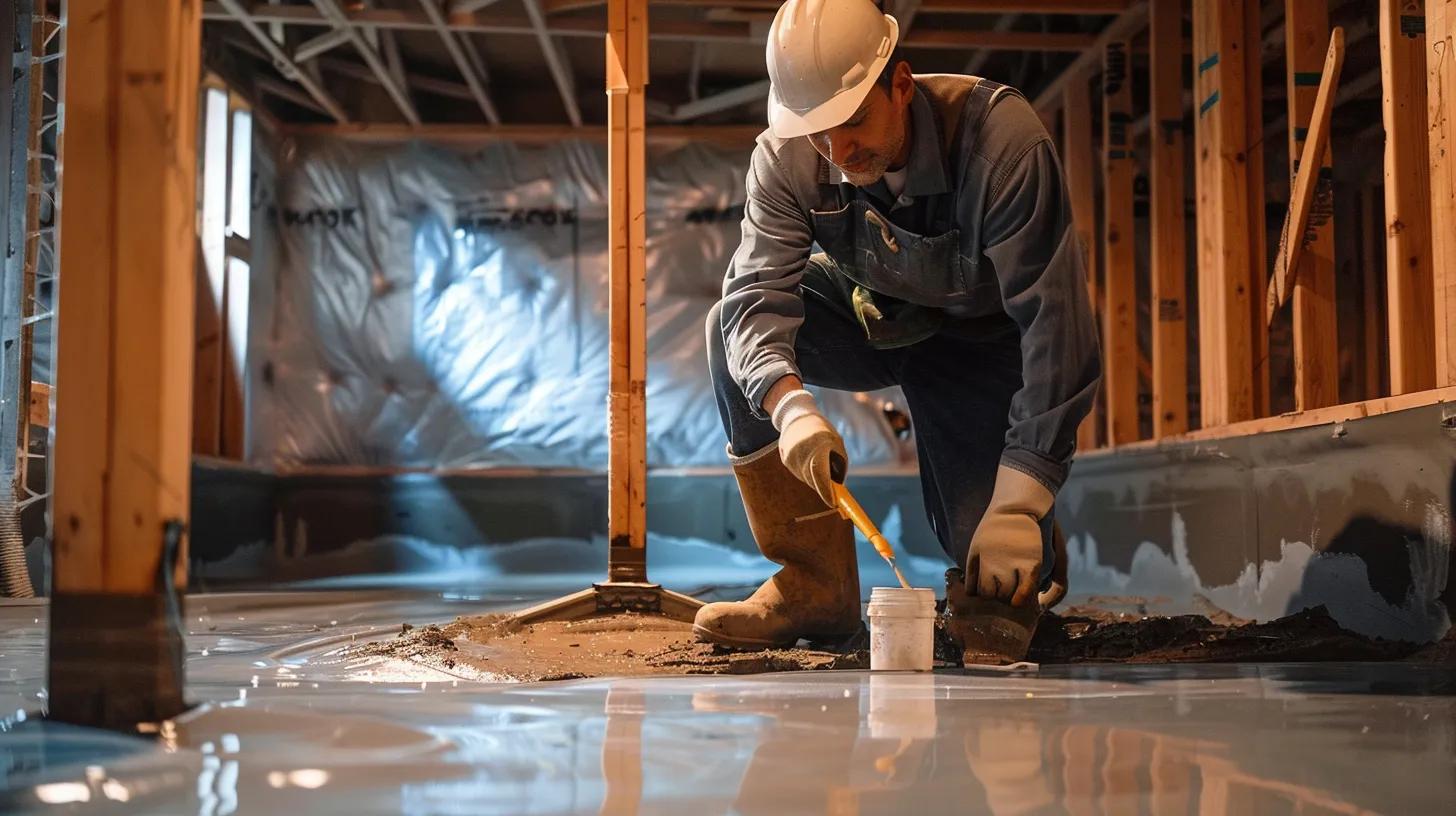 basement waterproofing contractor working on site